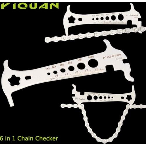 Yiquan Bike Chain Checker 6 in 1 MTB Bike Bicycle Stainless Steel Wear Loss Indicator Checker Measurement Ruler Repair Tool