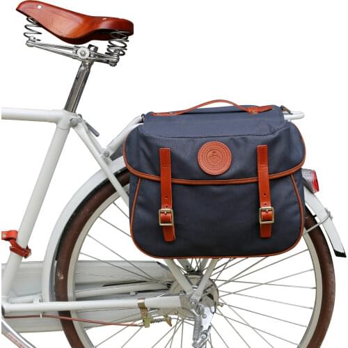 Tourbon Retro Bicycle Pannier Bike Saddle Bags Back Seat Rear Rack Cycling Two Storage Luggage Waterproof Waxwear Canvas