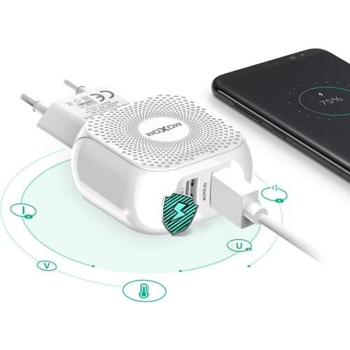 MOXOM Dual USB Charger Mobile Phone EU Charger Plug Travel Wall Charger Adapter For iPhone iPad Samsung Xiaomi Phone Charger