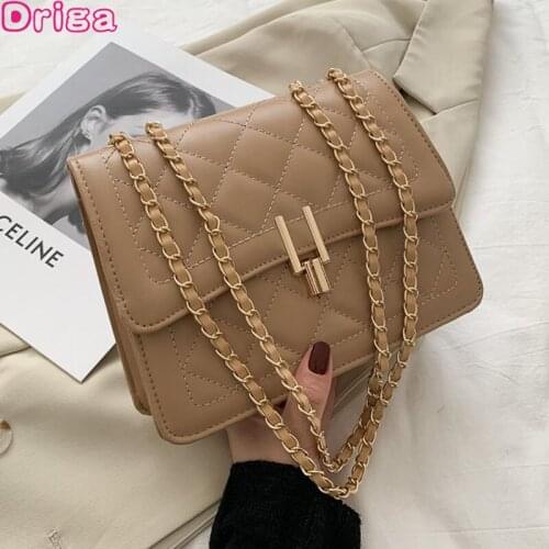 Driga Women Messenger Chain Bags New Texture Handbags Female New Shoulder Bags Rhombic Embroidered Thread Mini Square Bags