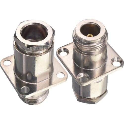 2 Pieces N Type Connector N Jack Female RF Coax Connector Straight 4 Hole Flange Panel Mount Clamp for LMR400 Coaxial Cable