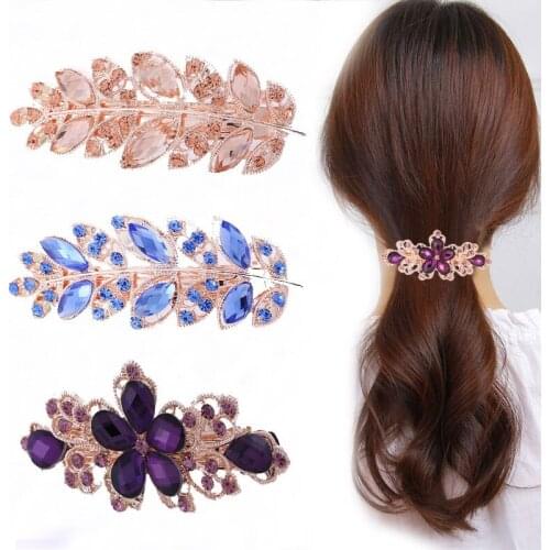 2020 Vintage Rose Rhinestone Jewel Hairpin Women Hair Clips Barrettes Hair Claws Girls Hair Accessories Haar Headwear akcesoria