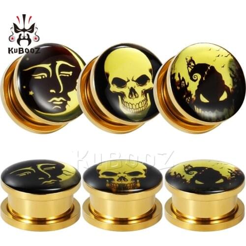 Vintage Fashion Skull Logo Tunnels Ear Strechers Plugs Multi Style Spiral Stud Gift For Women Men Multi Size For Choose
