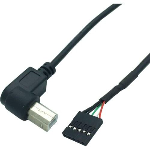 50CM 90 Degree Right Angle Type B Print USB Male to 5 Pin Motherboard Female Adapter Dupont Extended Cable