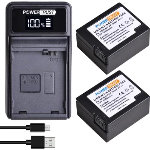 PowerTrust NP-FF71 NP-FF70 Rechargeable Battery and Charger for Sony NP FF71 NP FF70 NPFF71 NPFF70 DCR-HC1000 DCR-HC1000E