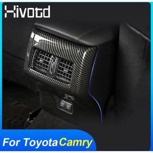 For Toyota Camry 2020 Accessories Armrest Rear Air Conditioner Outlet Frame Cover Decoration ABS Chrome Panel Car Styling Parts
