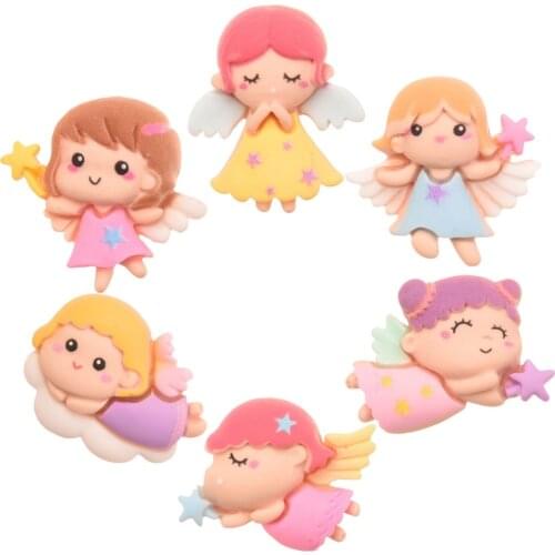 30PCS Boutique Hair Accessories for Girls 1inch Angel Resin Flatbacks Hair Bows Center Supplies for Making Headwrap Accessories