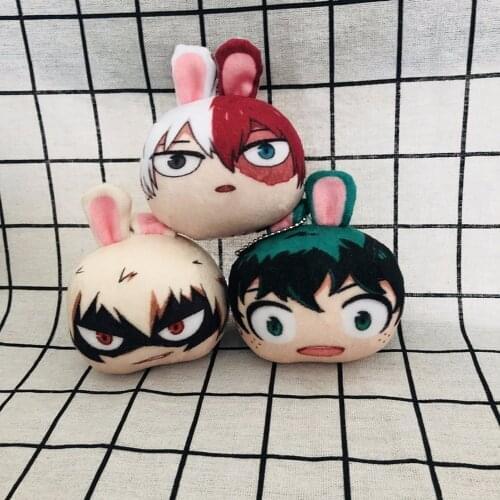 Anime My hero academia Bakugou Katsuki Todoroki Shoto Midoriya Izuku Plush Keyring Bag Pendant Toy 8cm Soft Stuffed dolls Gift