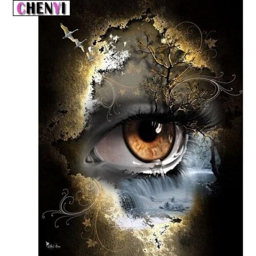 CHENYI 3D Diamond Embroidery Scenery Diy Diamond Painting Eyes Full Square Paint With Diamonds Cross Stitch Kit Home Decoration