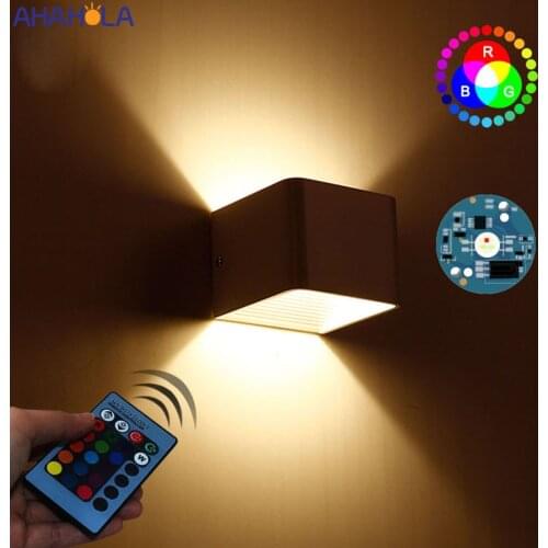 Rgb Led Wall Lamp Modern Indoor Lighting Fixture Sconce LED Wall Lamp with Remote Bedside Room Bedroom Wall Decor Arts