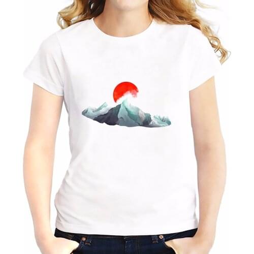 Himalaya Range Mount Qomolangma t shirts women summer new casual white tee shirt femme TIBET design tshirts
