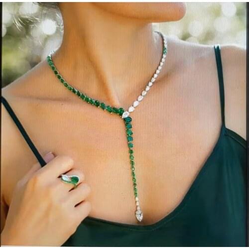 JANKELLY New design luxury AAA zircon water drop shape necklace pendant Set for women,high quality party/jewelry wedding