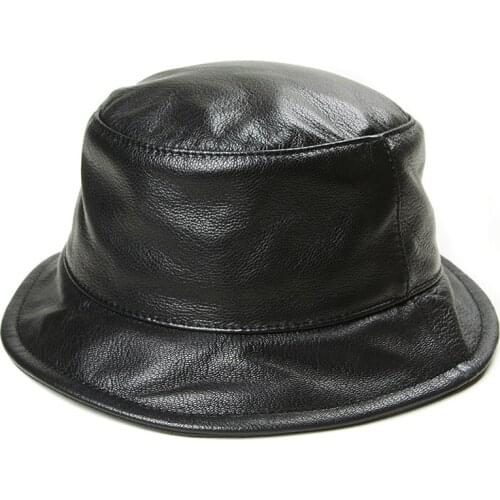 Hats for women leather hat male sheepskin basin cap Japanese female youth fisherman hat wild art fashion caps