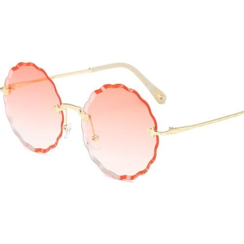 Red Glasses Round Sunglasses Vintage Brand Designer Womens Round Sunglasses Men Retro Big Metal Bee Frame Oculos Circle Shades