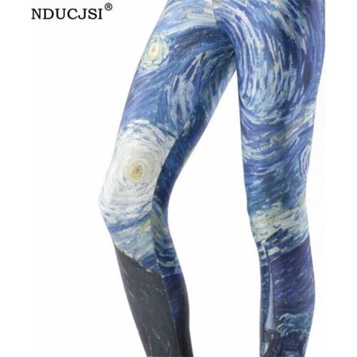 NDUCJSI Plus size Leggings 4XL Slim New Women Sexy Pants Universe Cloud Printed Leggings Elasticity Space Girl Fitness Pants