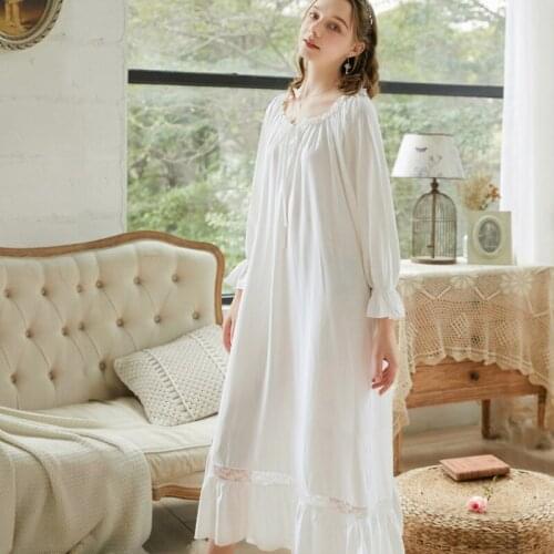 Autumn Loose Long Sleeve Night Dress Women Sleepwear Summer 2021 Plus Size Solid Female Nightgown Casual Sleepdress Home Clothes
