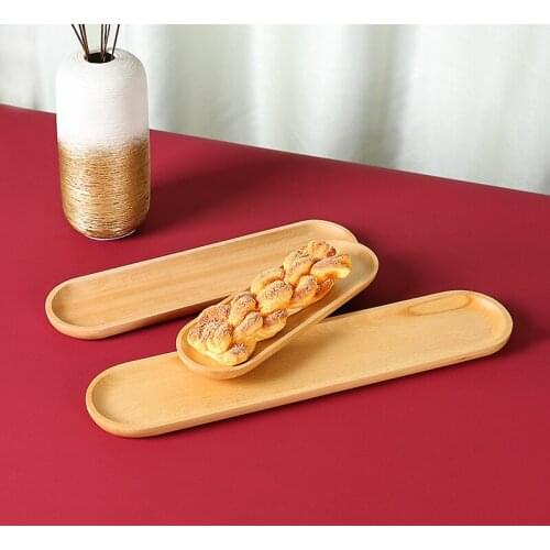 Japanese Style Oval Long Plate Beech Wood Bread Melon Seed Plate Creative Plate Dried Fruit Snack Compote Dinner Plates