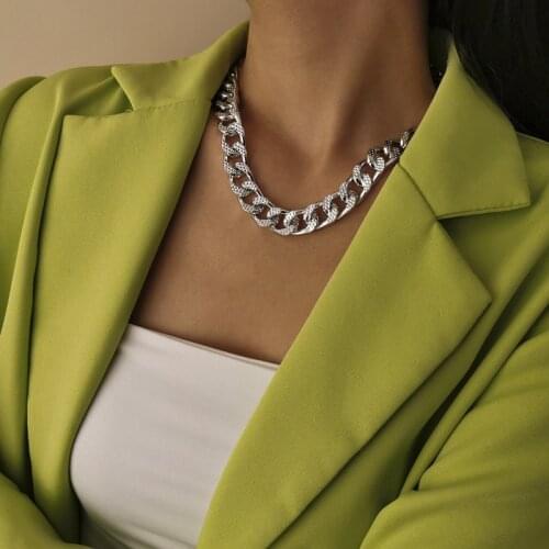 TIMEONLY Hip Hop Choker Necklaces Gold Color Chunky Cuban Chain Metal Necklace for Women Ladies Street Style Accessories