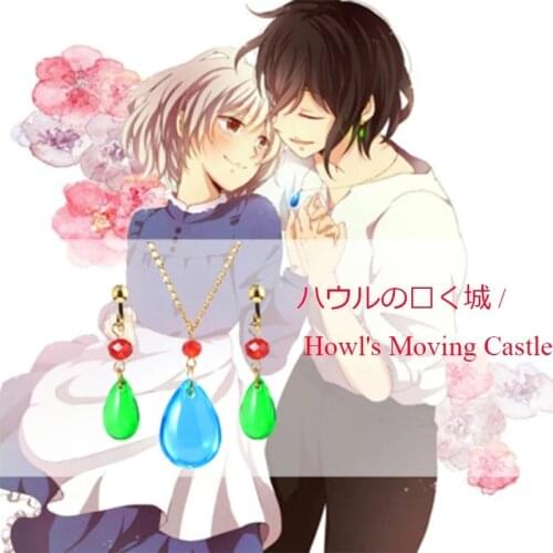 SG New Japan Animado Howls Moving Castle Necklace Howl Cosplay Costumes Necklace Oorbellen Women Men Fashion Jewelry Gift