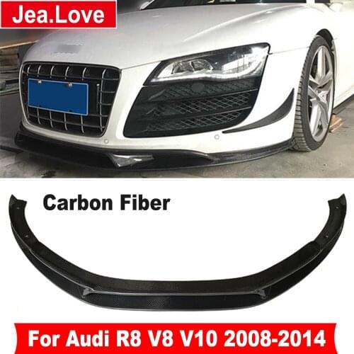 Real Carbon Fiber Front Lip Bumper Shovel Chin Protector Car Turning For Audi R8 V8 V10 Coupe Convertible 2 Door 2008-2014