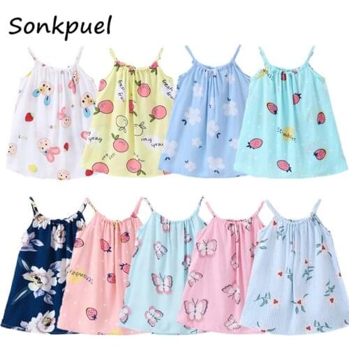 Baby Girls Dress Summer Kids Cute Sling Dresses Childrens Clothes Toddler Girl Casual Sleeveless Princess Dress Infant Outfits