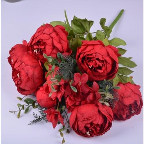 Simple European Peony Big Bouquet Holding Flowers Simulation Wedding Home Decoration Fack Faux New 2021 High Quality
