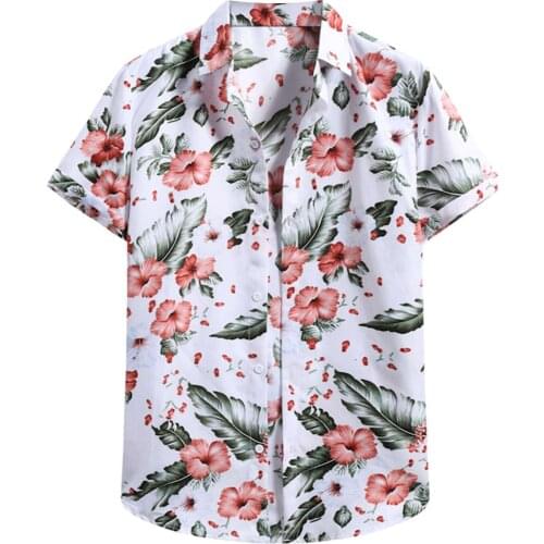 Floral Print Mens Shirts Summer Comfy Button Up Short Sleeve Blouses Tops Casual Beach Summer Hawaiian Shirt For Men Clothing
