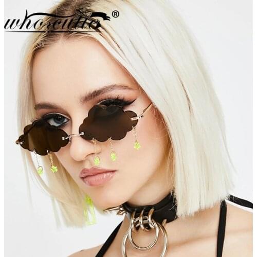 Fashion Rimless Sunglasses Women 2020 Brand Design Vintage Rain Cloud Tassel Sun Glasses Female Shades Sunnies Unique Frame S318