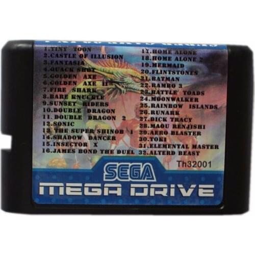 Super Game 32 In 1 16 bit MD Game Card For Sega Mega Drive For Genesis
