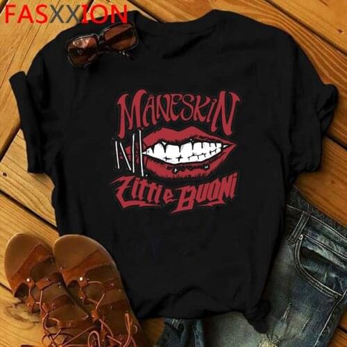New Maneskin Hip Hop Print Goth Harajuku Top Women T-shirt Y2K Aesthetic Graphic Tshirt Streetwear Casual Ullzang T Shirt Female