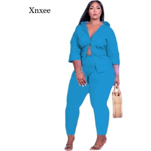 Womens Solid Color Four-Quarter Sleeves Single Button Jacket Pencil Pants Two-Piece Fashion Suit Sportswear Spring and Autumn