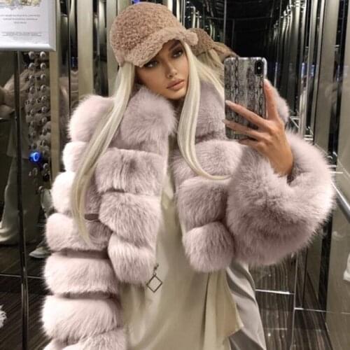Winter Women Faux Fox Fur Coats Soft Hooded Fur Coat Furry Luxury Fake Fur Jacket High Quality Female Warm Jacket Thick Coat