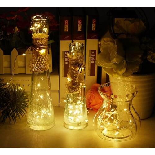 10pcs/lot 1M 10LEDS 2M 20LEDs Led String Lights Battery Powered Silver Wire Waterproof For Decoration Holiday Party Wedding