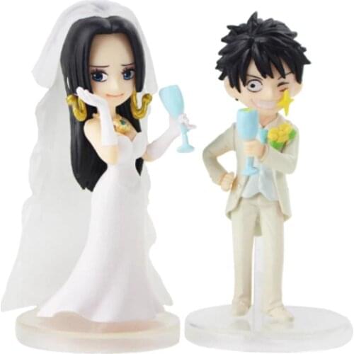 2Pcs/Set 7-8cm Anime OP Luffy Boa Hancock Wedding Ver. PVC Action Figure Collectible Model Toy