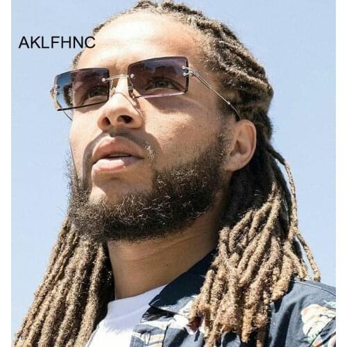 2021 Retro Sunglasses Men Women Brand Designer Fashion Rimless Gradient Sun Glasses Male Female Shades Cutting Lens Ladies