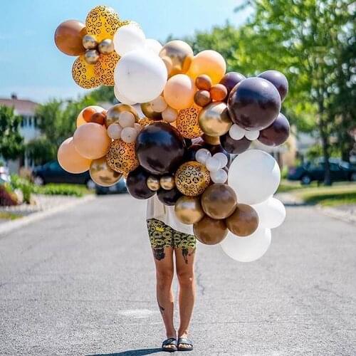 25pcs 10inch Coffee Brown Balloons Animal Printed Latex Balloon Wedding Decoration Birhtday Balloons Arch Party Supplies Globos