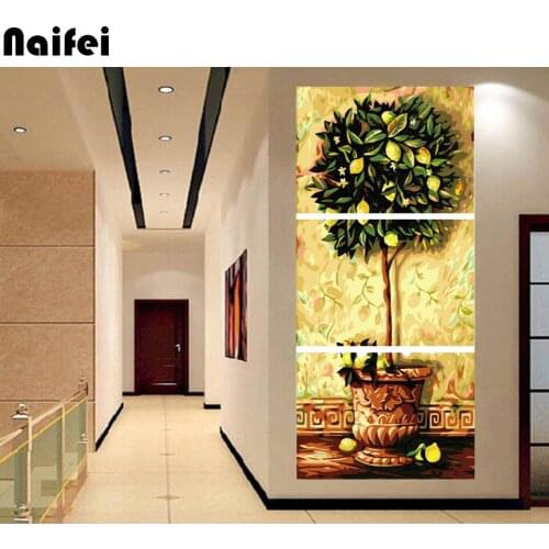 3D diamond Embroidery,3pcs/set,Full Square round Diamond 5D DIY Diamond Painting "Money Tree Of Happy" Cross Stitch Mosaic Decor