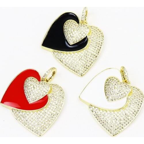 5 Pcs Enamel Zircon Pendant Enamel Heart Pendant Jewelry Charms Jewelry Pendant Accessories Necklace Pendant 51807