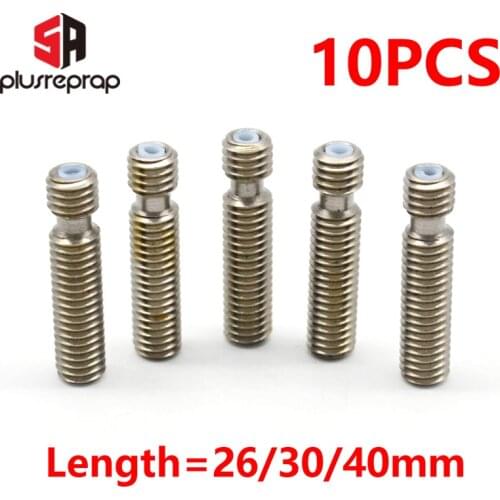10PCS M6 26mm 30mm 40mm M6*26 M6*30 M6*40 Nozzle Throat with PTFE Tube for 1.75mm Filament 3D Printer MK8 Extruder