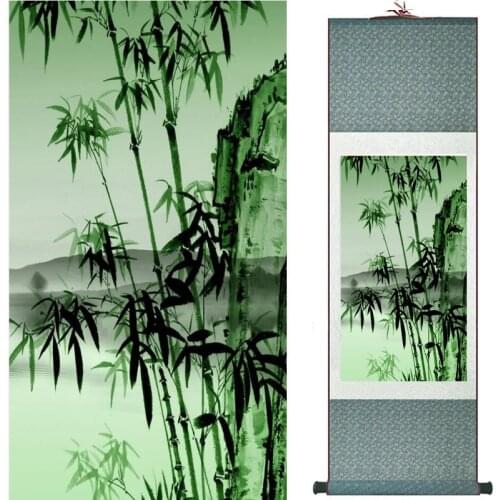 Bamboo Painting Home Office Decoration Chinese scroll painting pine trees, bamboo and yellow plum20190905011
