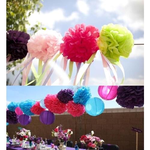 Free Shipping 30 Colors 50 pcs 20'' 50cm Tissue Paper Pom Poms Wedding Party Home Decoration festive supplies Flower Balls