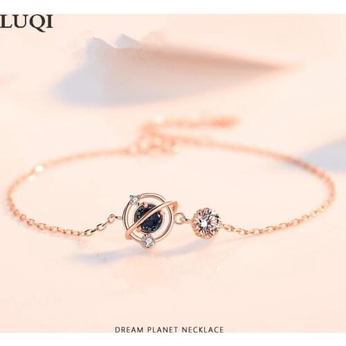 Fashion Womens S925 Silver Plated Platinum Fresh Minor Planet Pendant Bracelets BAIXING