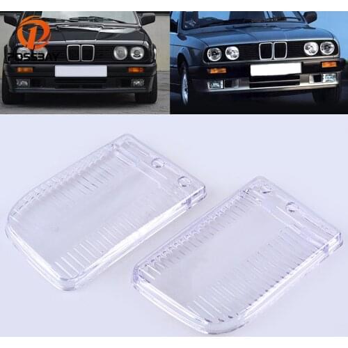 POSSBAY Car Headlight Lenses Clear Lens Cover Left Right Headlamp Case for BMW E30 1984 1985 1986 1987 1988 1989 1990 1991