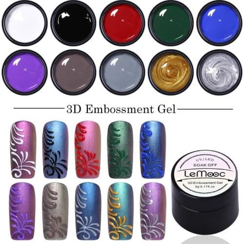 LEMOOC 3D Emboss Carving Painting Gel Paste Nail Polish Soak Off UV LED Gel Wire Drawing Varnish Esmalte Decarations