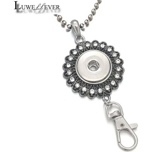 Hot Sale 122 Flower KeyRing Crystal 18mm Snap Button Necklace Pendant Interchangeable Keychain Charm Jewelry Women Gift