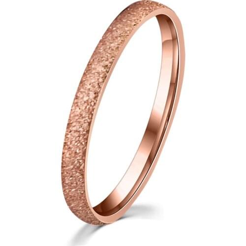 Classic Matte Rose Gold Color OL Style Tail Ring Thin Wedding Band for Women Titanium Steel Fashion Finger Jewelry