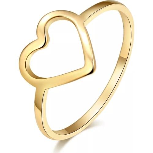 CACANA Stainless Steel Ring Sweet Heart-Shaped Korean Style Rings Valentines Day Engagement For Women Simplicity Jewelry Gifts