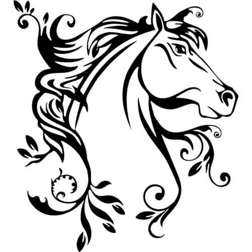 20*22.4CM Horse Flowers Creative Car Door Stickers Decal Stylish Car Styling Accessories Laptop Suitcase Skateboard Sticker