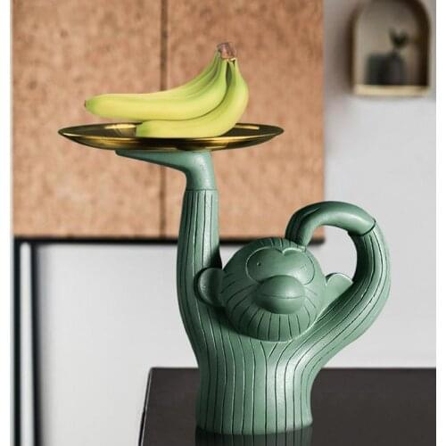 Nordic Creative Monkey Figurine Tray Modern Home Decor Living Room Decoration Porch Key Tea Table Fruit Snack Storage Container