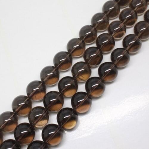 Mini.order is $7! Wholesale 28pcs! 14mm Natural Smoky Brown Quartz Round DIY Loose Beads 15"